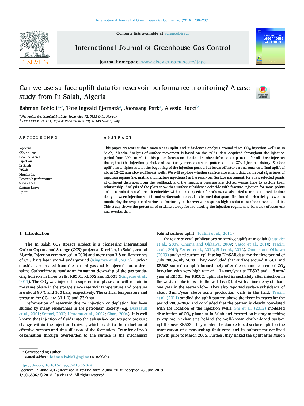 Can we use surface uplift data for reservoir performance monitoring? A case study from In Salah, Algeria