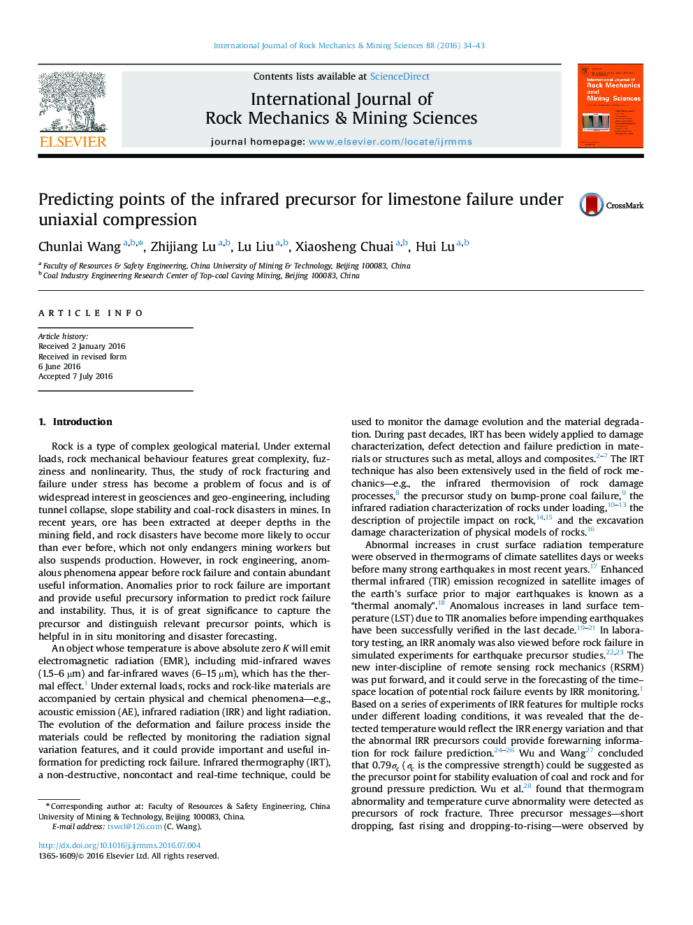 Predicting points of the infrared precursor for limestone failure under uniaxial compression