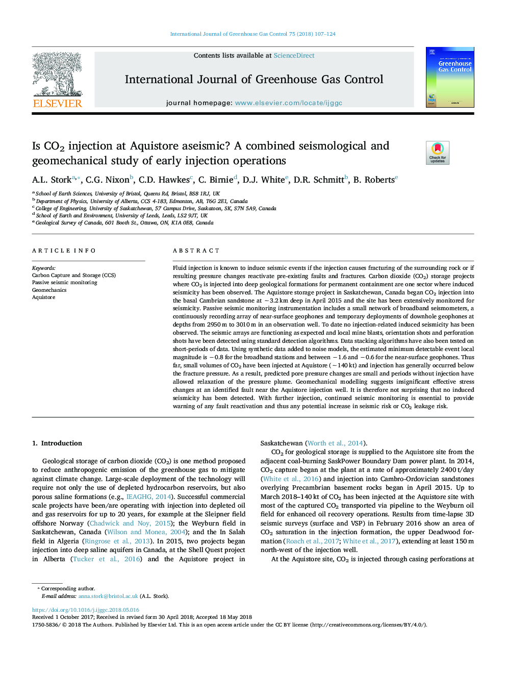 Is CO2 injection at Aquistore aseismic? A combined seismological and geomechanical study of early injection operations