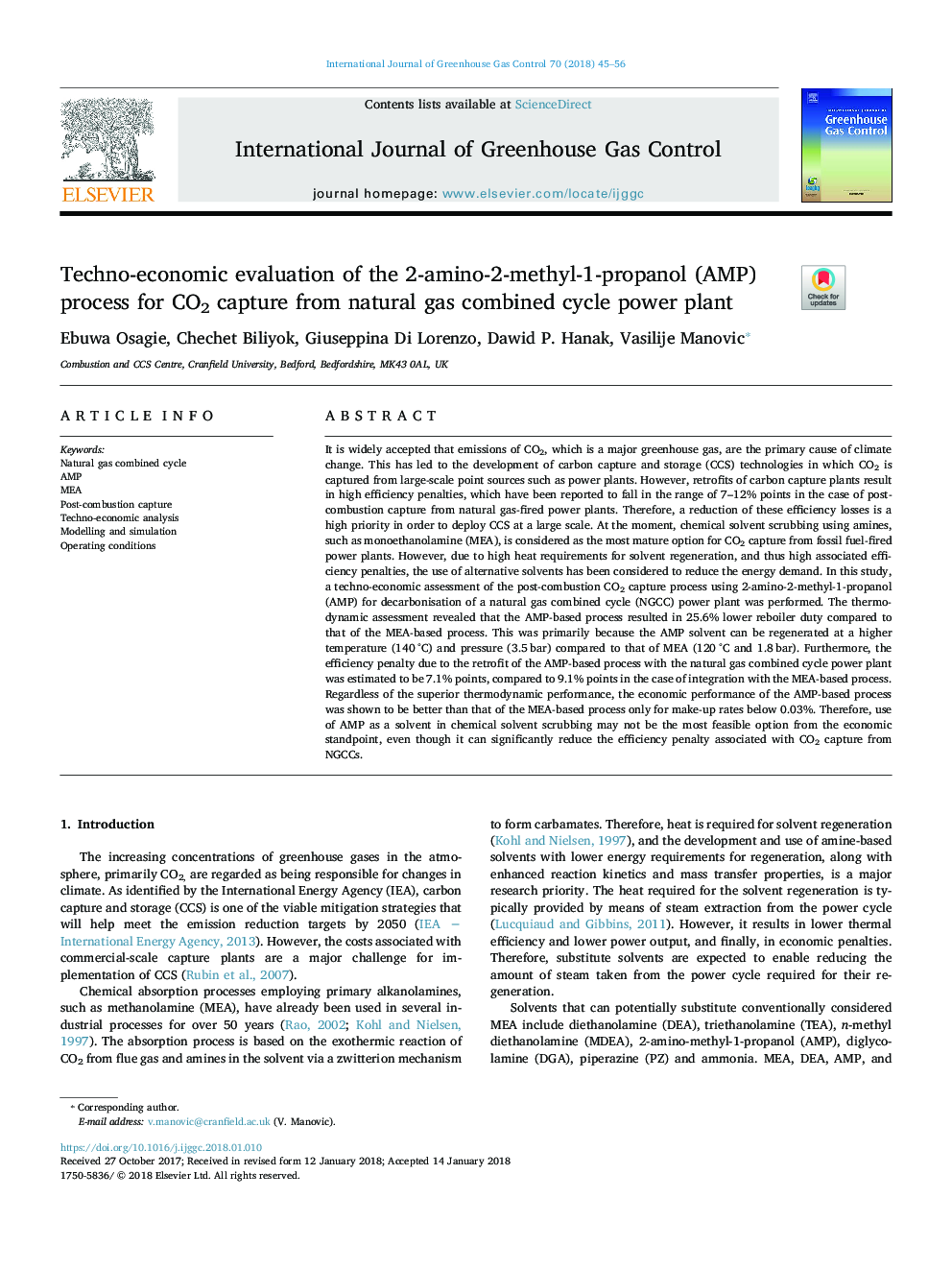 Techno-economic evaluation of the 2-amino-2-methyl-1-propanol (AMP) process for CO2 capture from natural gas combined cycle power plant