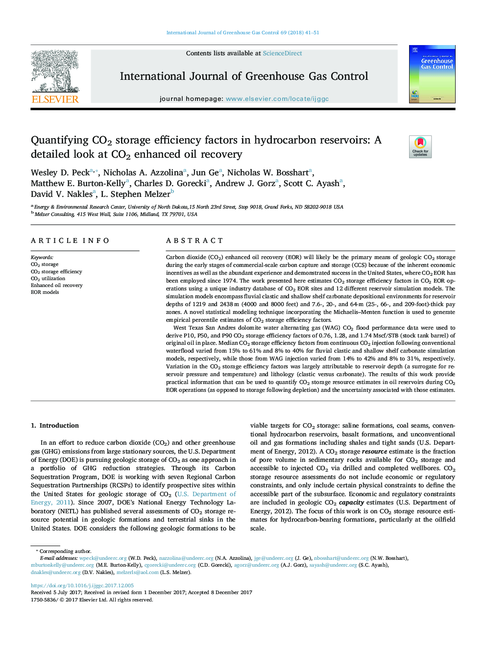 Quantifying CO2 storage efficiency factors in hydrocarbon reservoirs: A detailed look at CO2 enhanced oil recovery