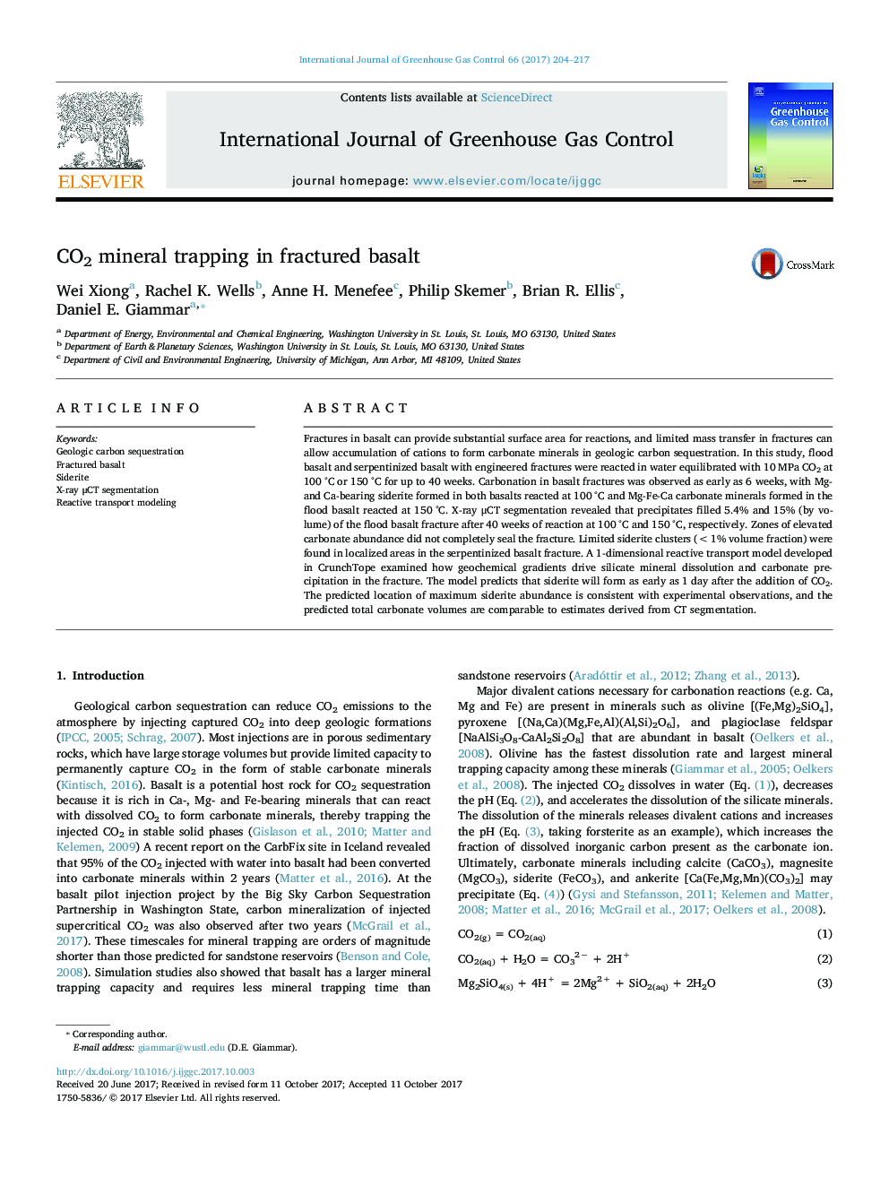 CO2 mineral trapping in fractured basalt