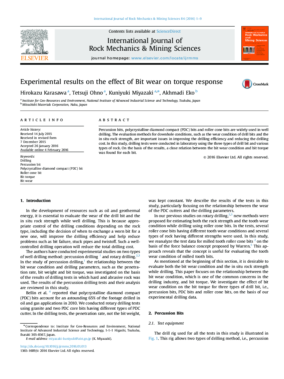 Experimental results on the effect of Bit wear on torque response