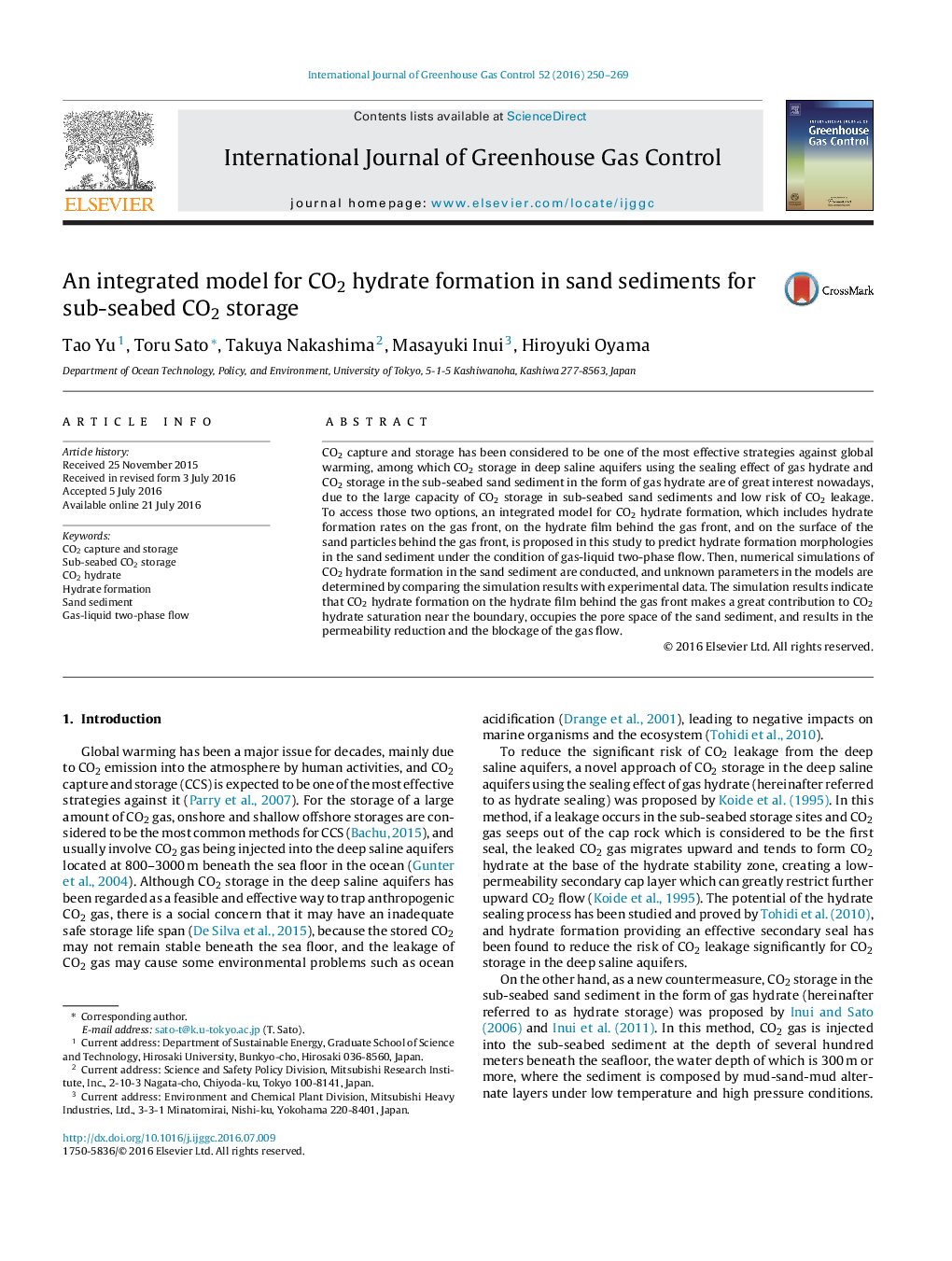 An integrated model for CO2 hydrate formation in sand sediments for sub-seabed CO2 storage