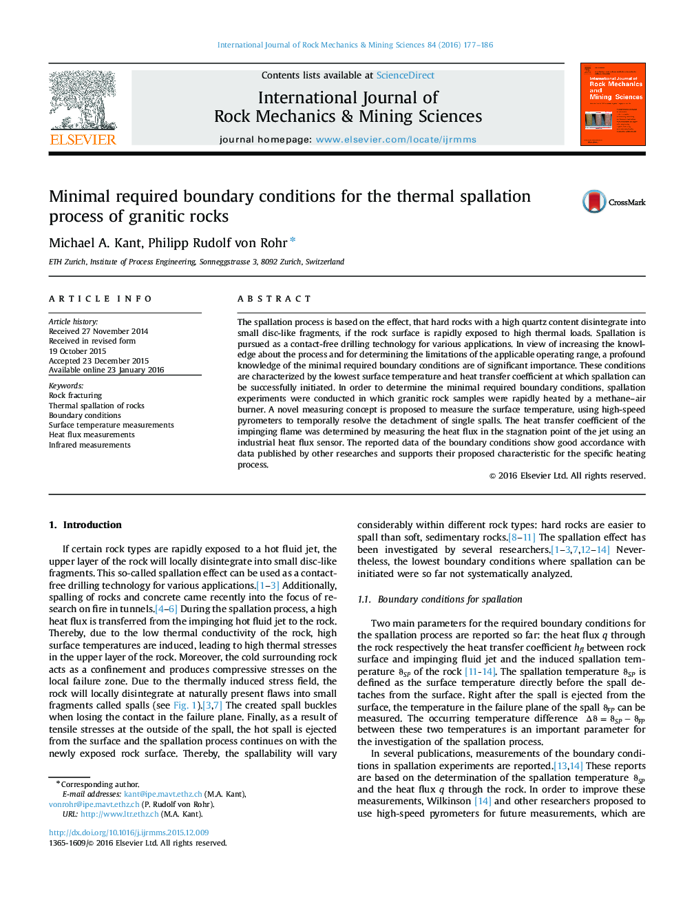 Minimal required boundary conditions for the thermal spallation process of granitic rocks