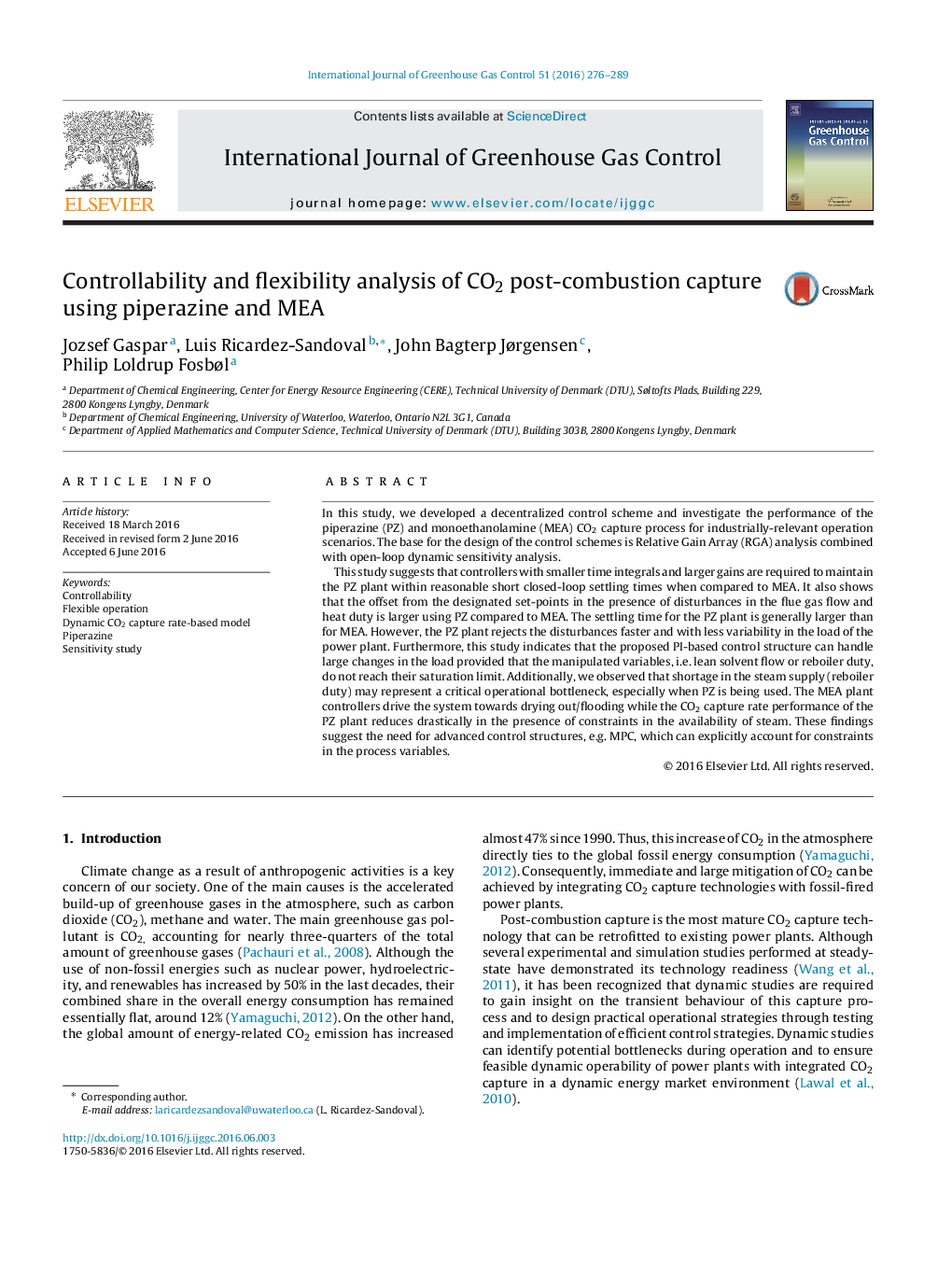 Controllability and flexibility analysis of CO2 post-combustion capture using piperazine and MEA