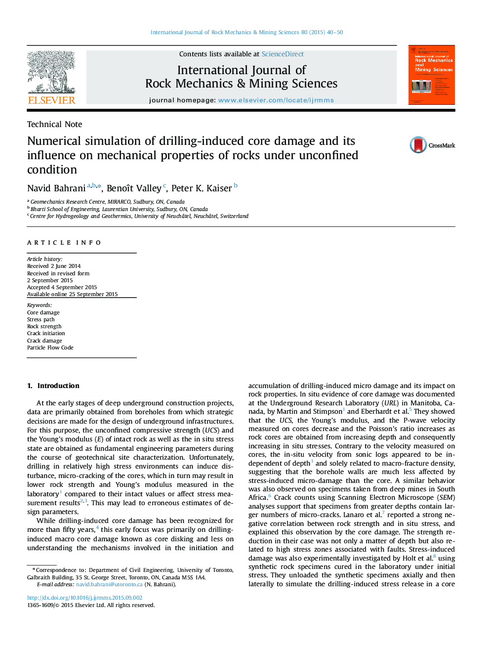 Numerical simulation of drilling-induced core damage and its influence on mechanical properties of rocks under unconfined condition