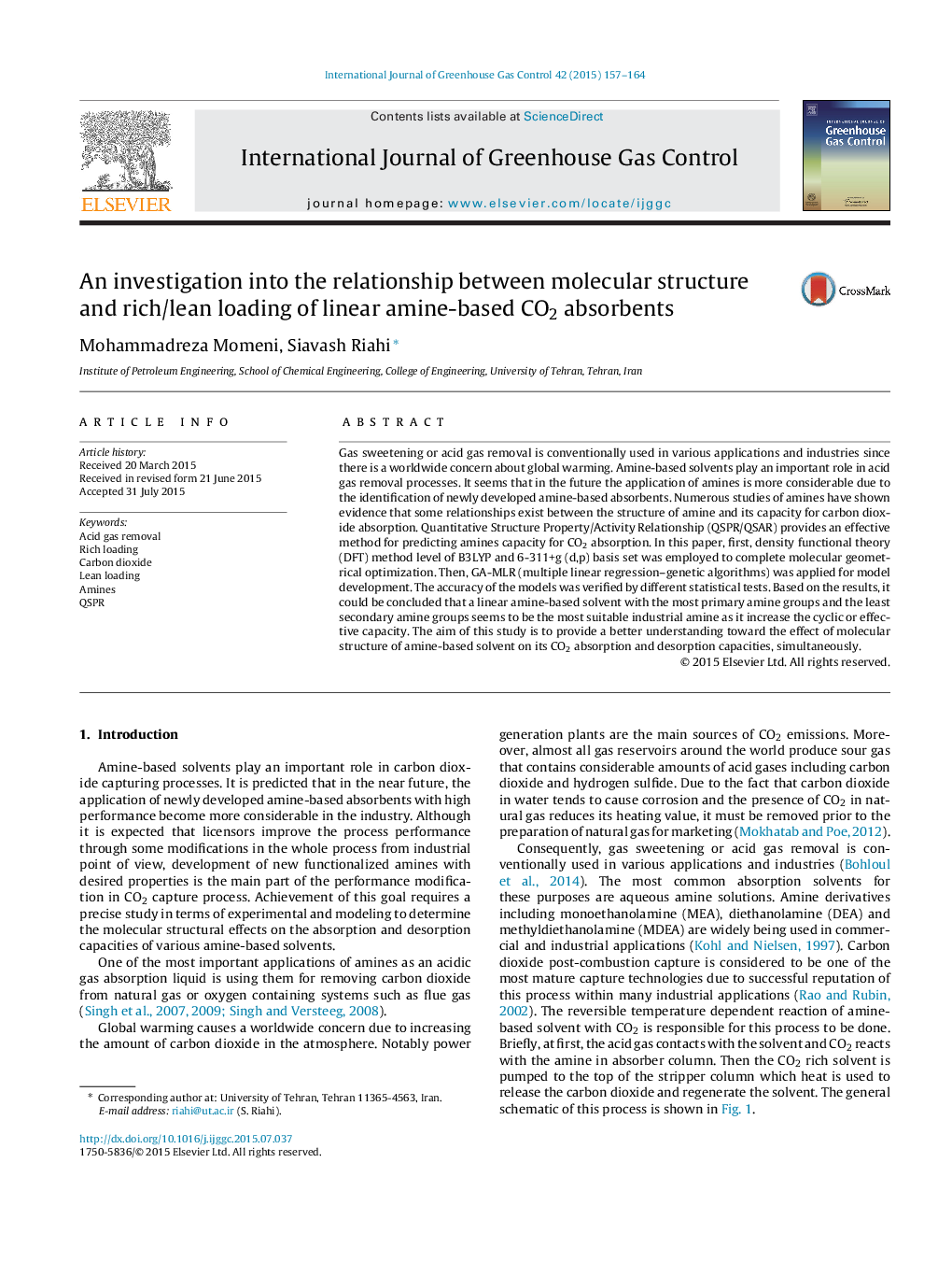 An investigation into the relationship between molecular structure and rich/lean loading of linear amine-based CO2 absorbents