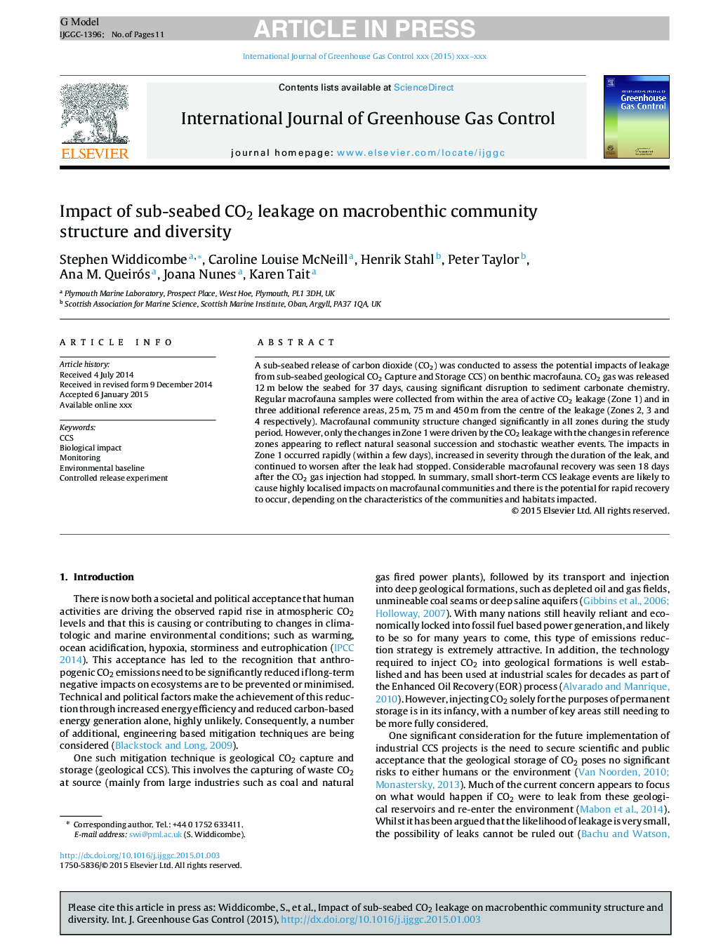 Impact of sub-seabed CO2 leakage on macrobenthic community structure and diversity