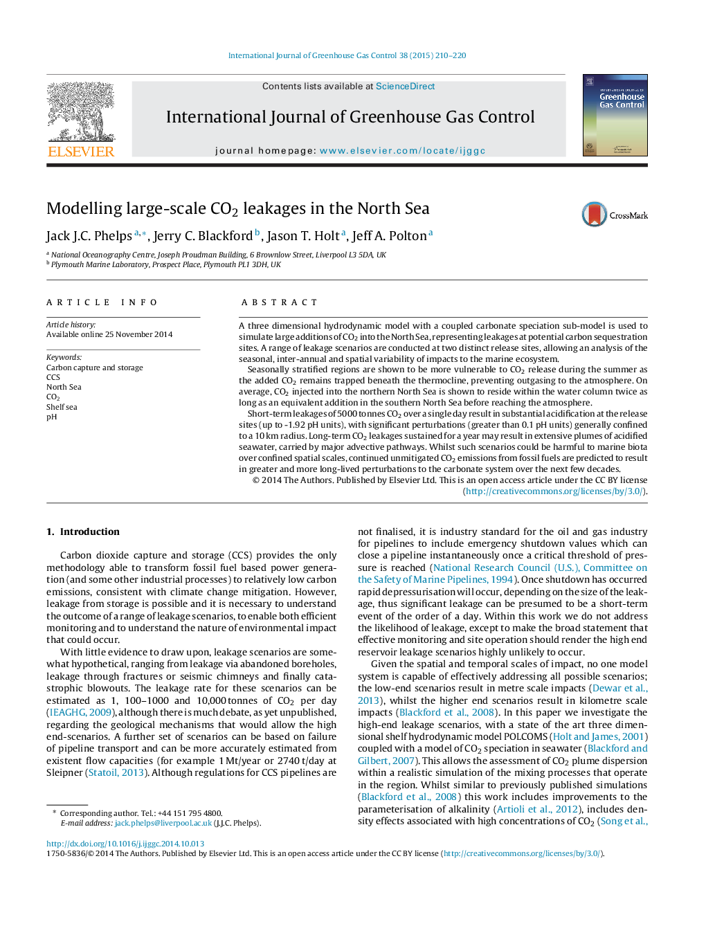 Modelling large-scale CO2 leakages in the North Sea