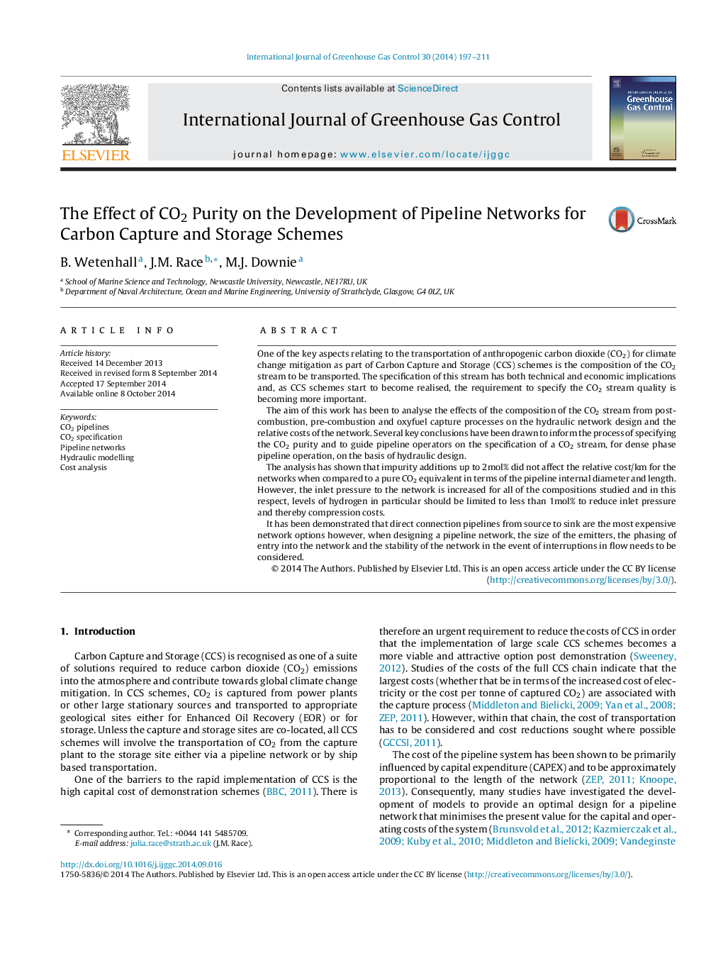 The Effect of CO2 Purity on the Development of Pipeline Networks for Carbon Capture and Storage Schemes