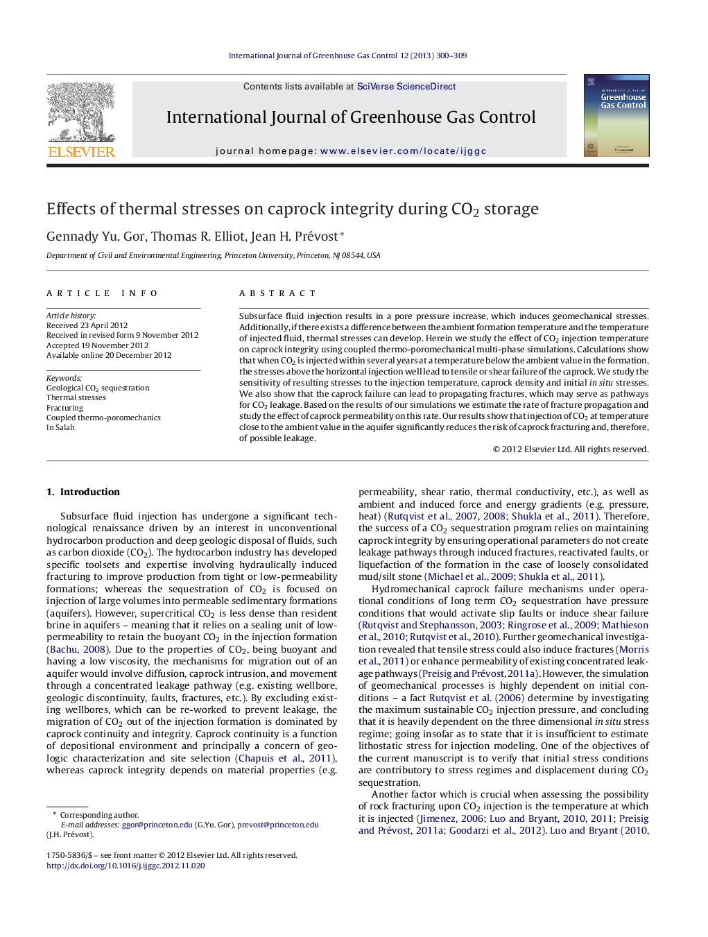 Effects of thermal stresses on caprock integrity during CO2 storage