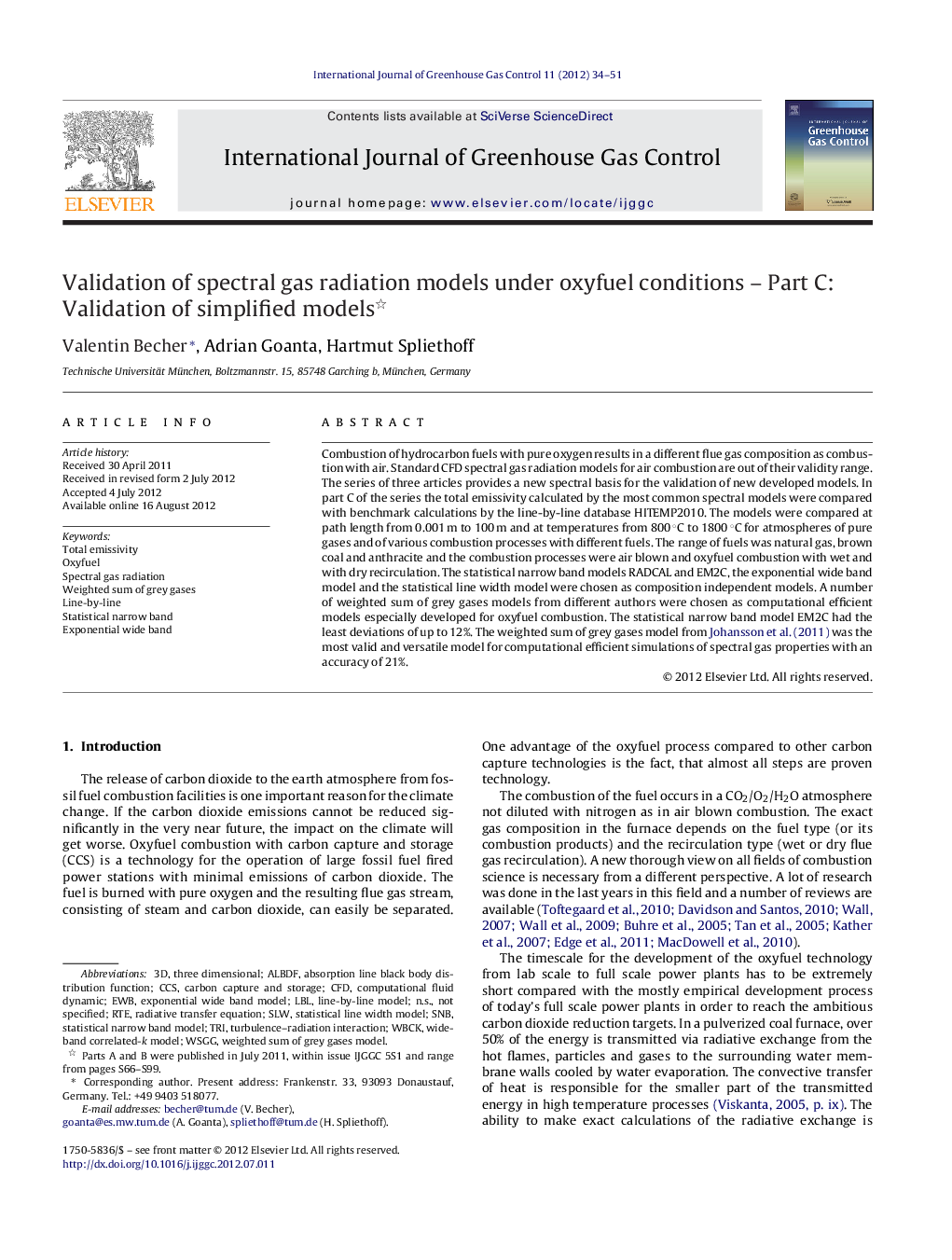 Validation of spectral gas radiation models under oxyfuel conditions - Part C: Validation of simplified models