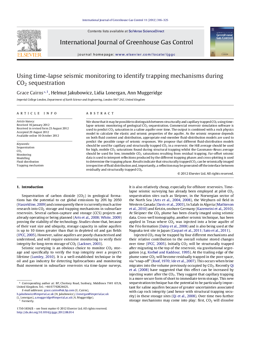 Using time-lapse seismic monitoring to identify trapping mechanisms during CO2 sequestration