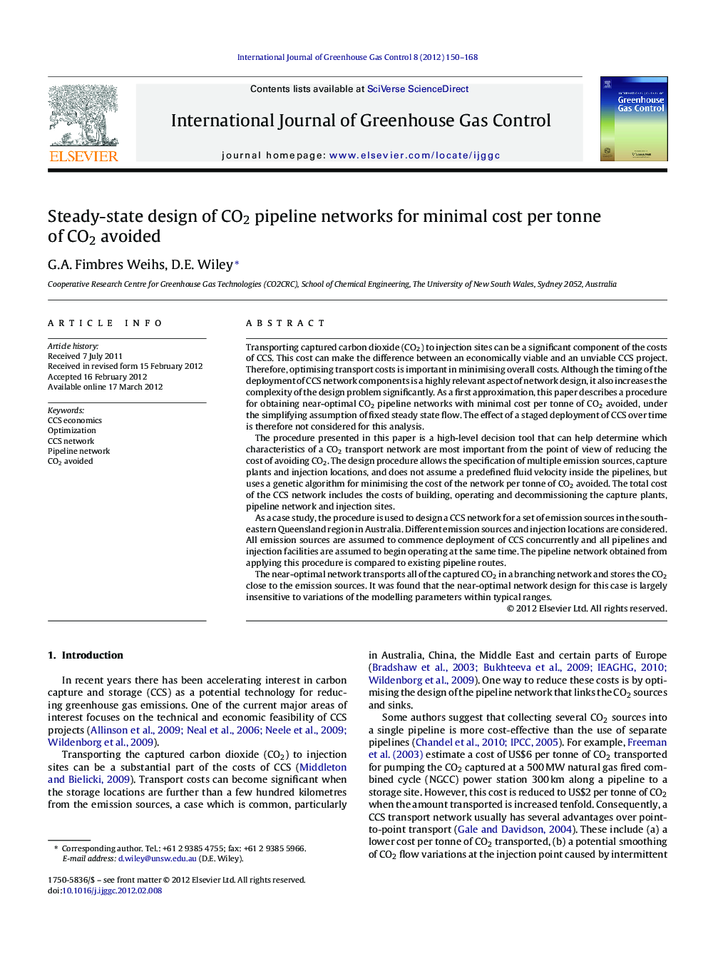 Steady-state design of CO2 pipeline networks for minimal cost per tonne of CO2 avoided