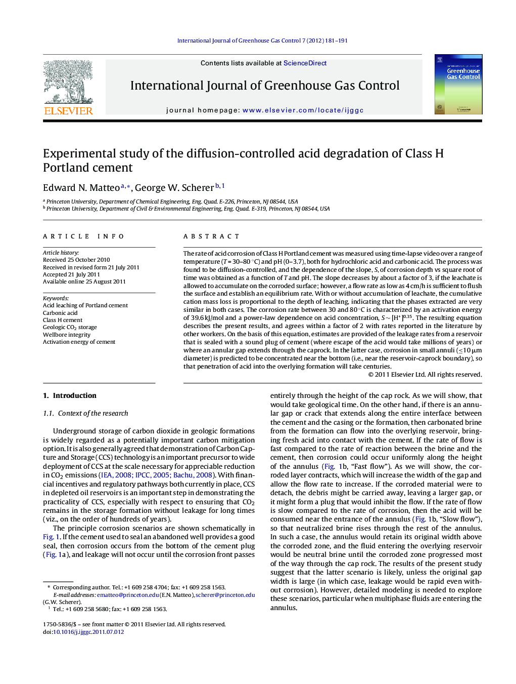 Experimental study of the diffusion-controlled acid degradation of Class H Portland cement