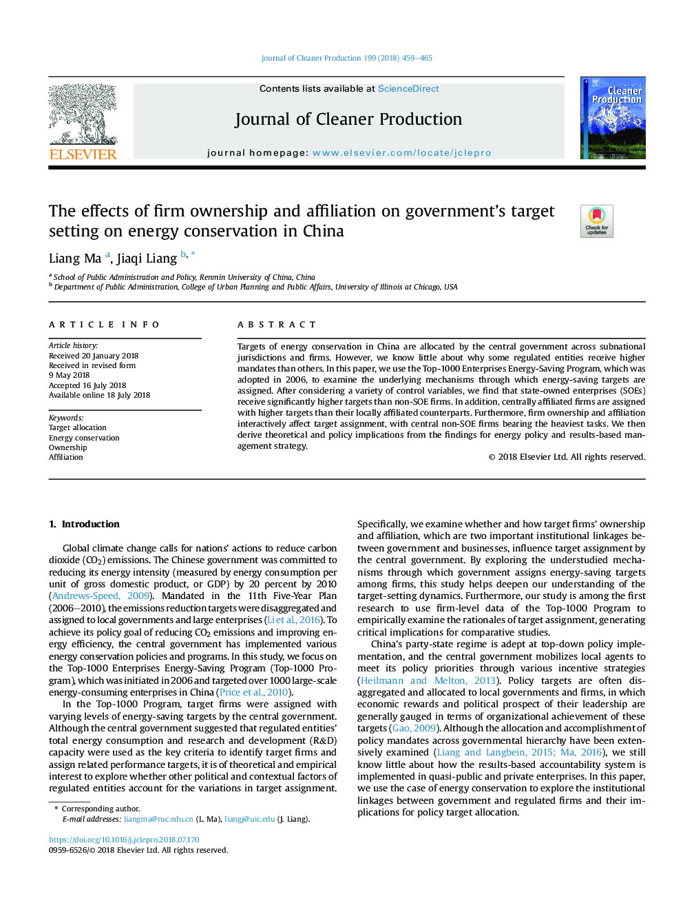 The effects of firm ownership and affiliation on government's target setting on energy conservation in China