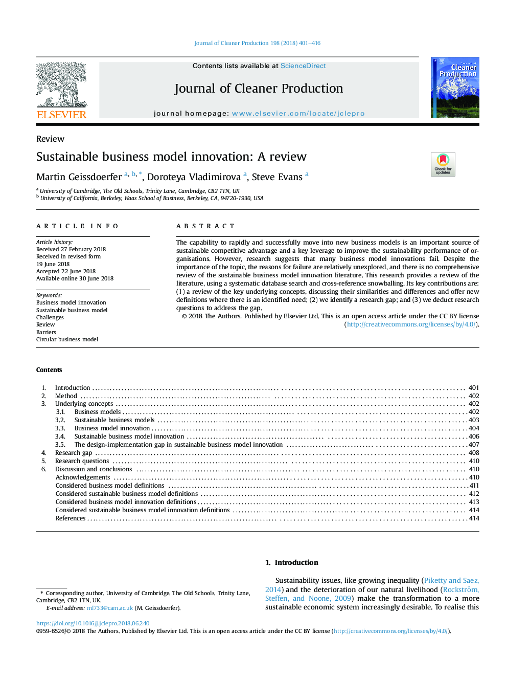 Sustainable business model innovation: A review