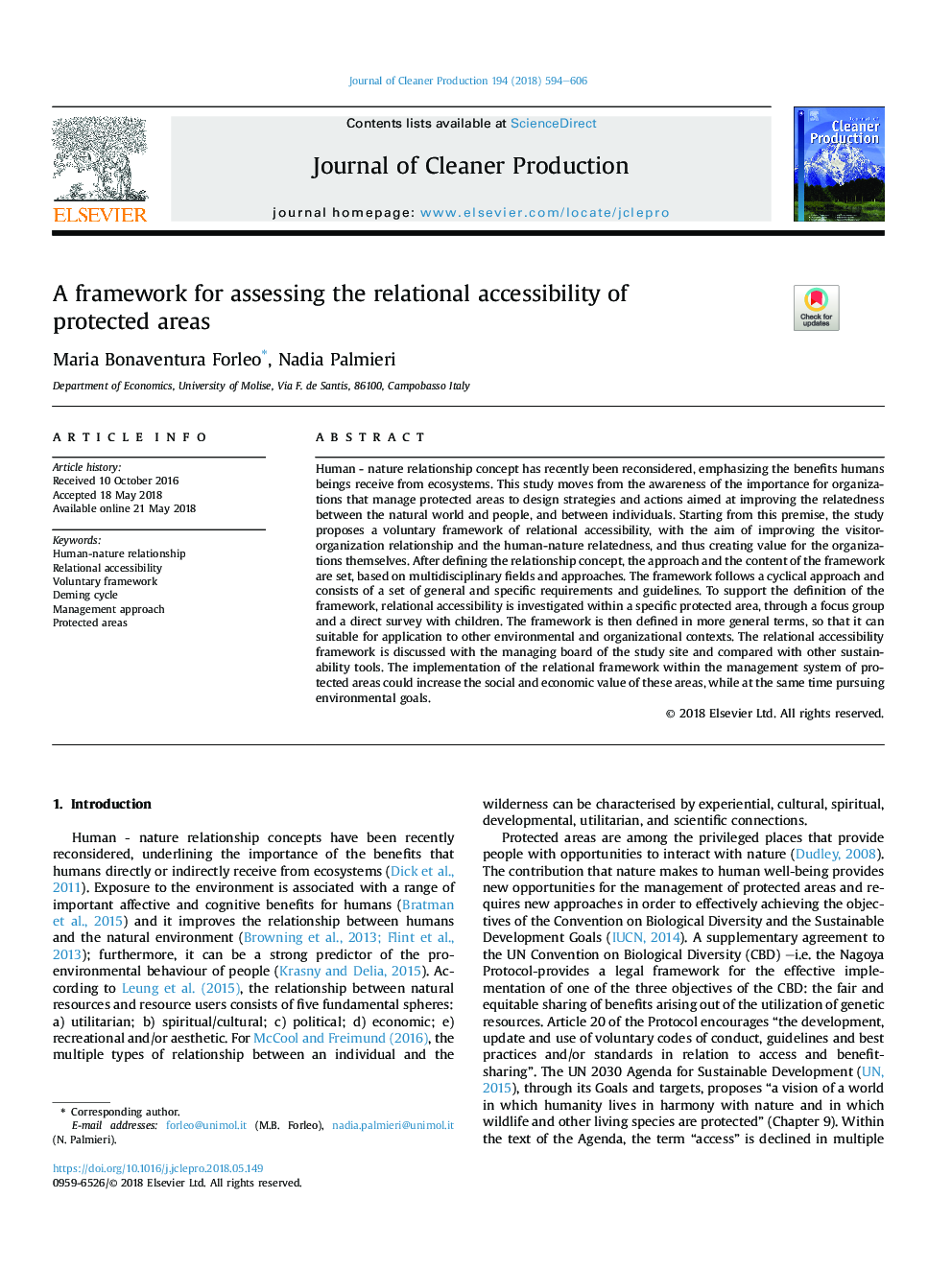 A framework for assessing the relational accessibility of protectedÂ areas