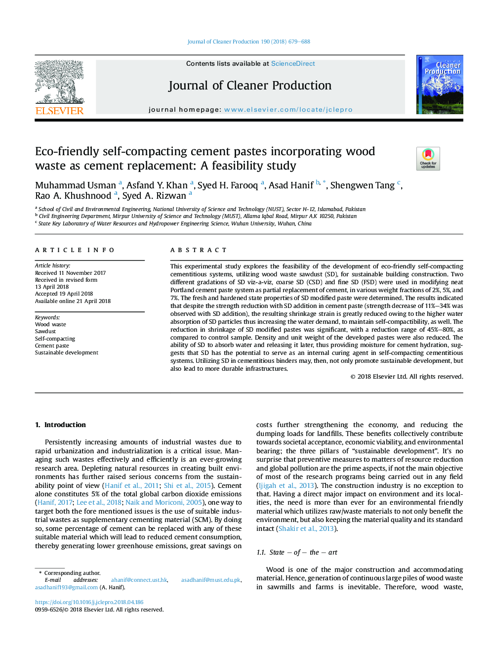 Eco-friendly self-compacting cement pastes incorporating wood waste as cement replacement: A feasibility study