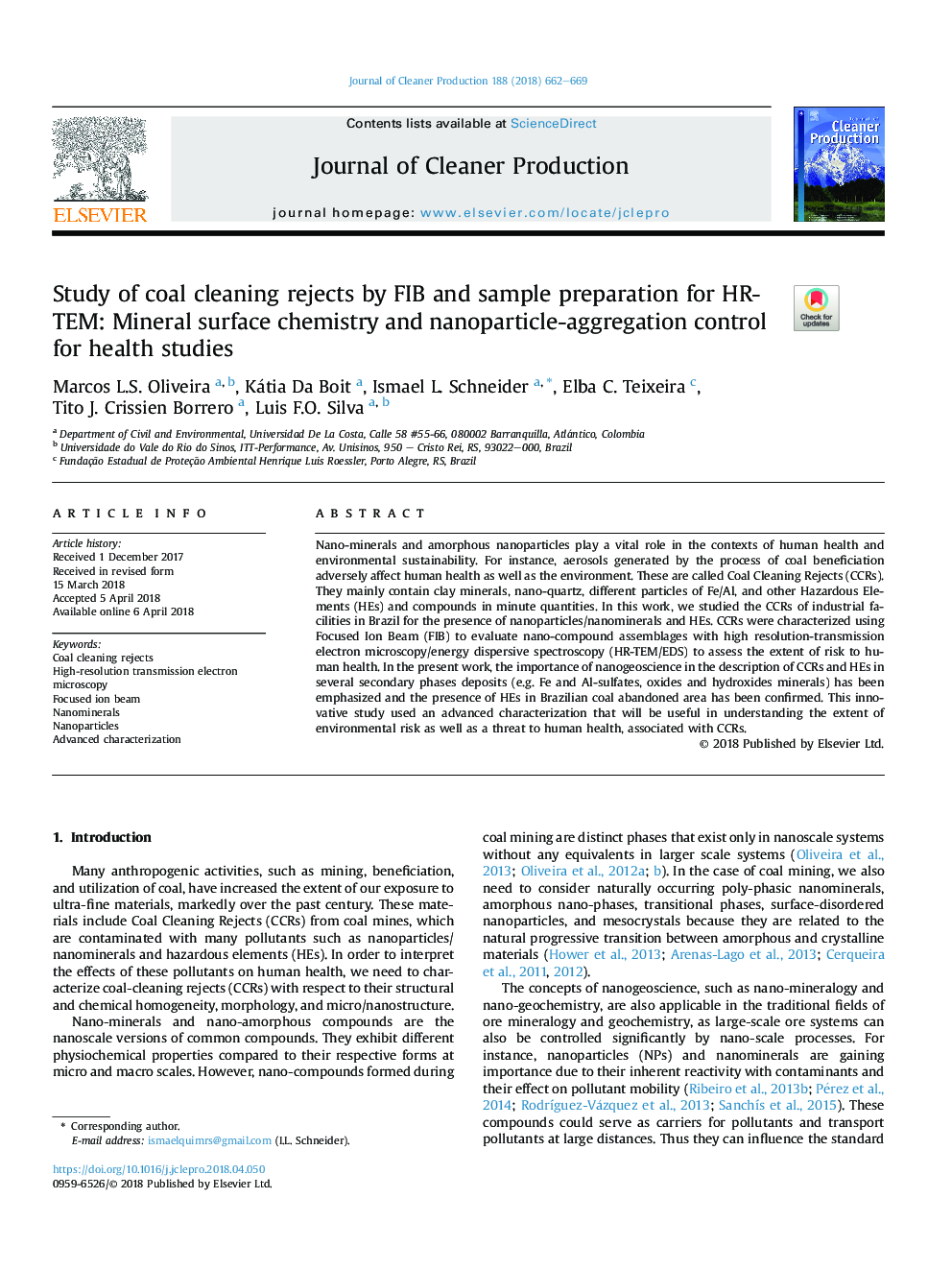 Study of coal cleaning rejects by FIB and sample preparation for HR-TEM: Mineral surface chemistry and nanoparticle-aggregation control for health studies