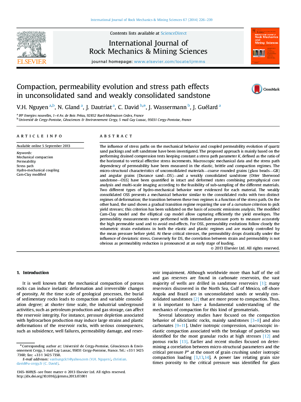 Compaction, permeability evolution and stress path effects in unconsolidated sand and weakly consolidated sandstone