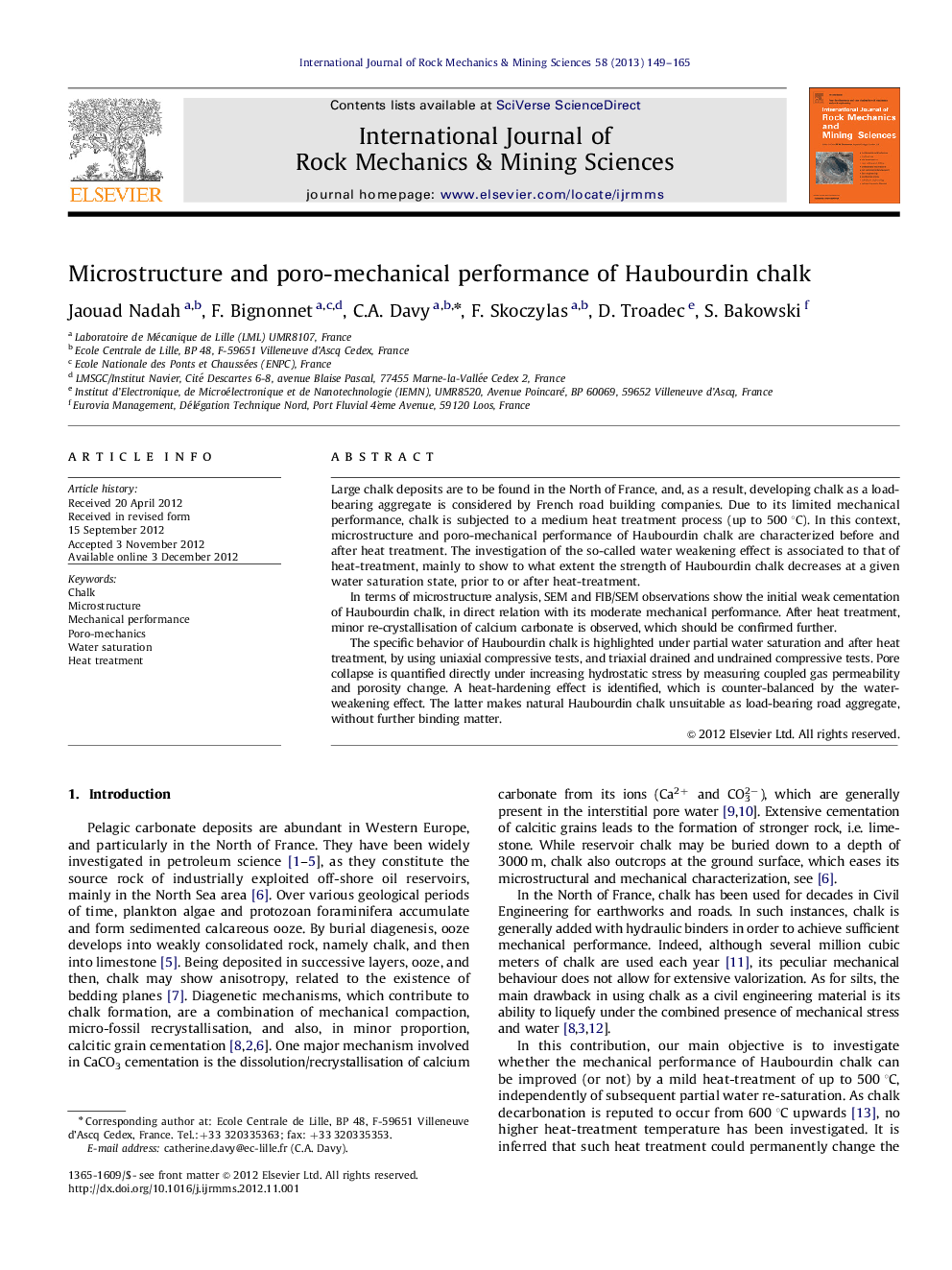 Microstructure and poro-mechanical performance of Haubourdin chalk