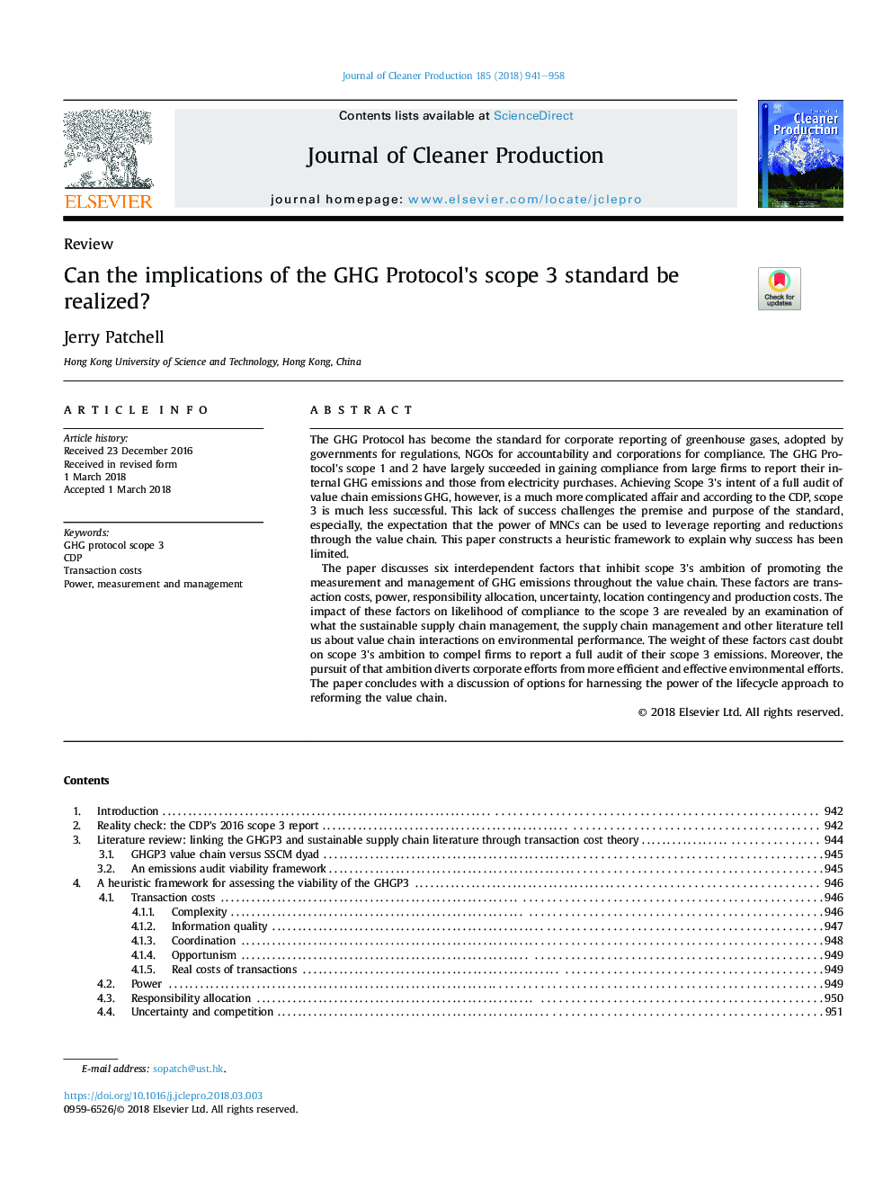 Can the implications of the GHG Protocol's scope 3 standard be realized?