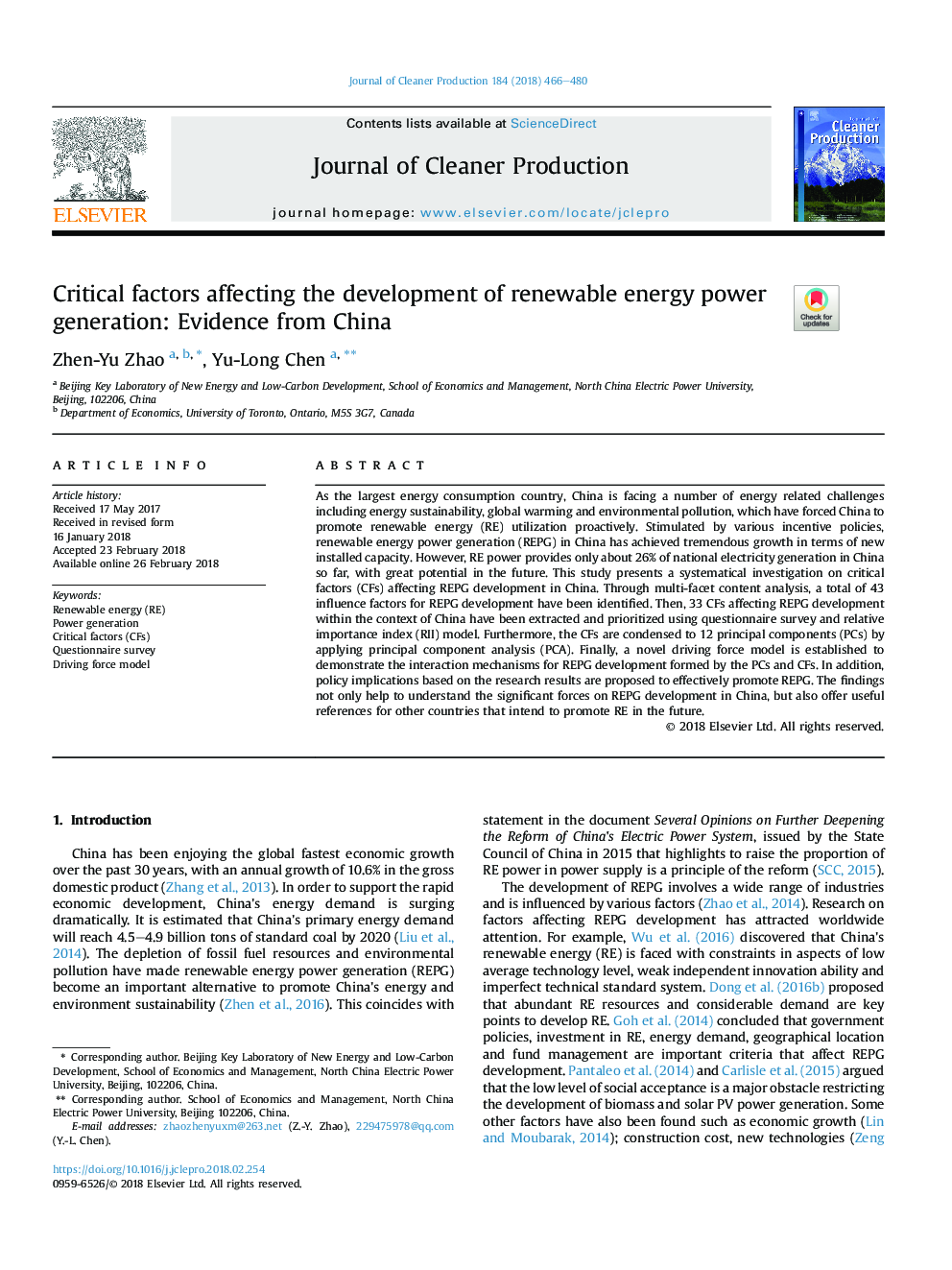 Critical factors affecting the development of renewable energy power generation: Evidence from China