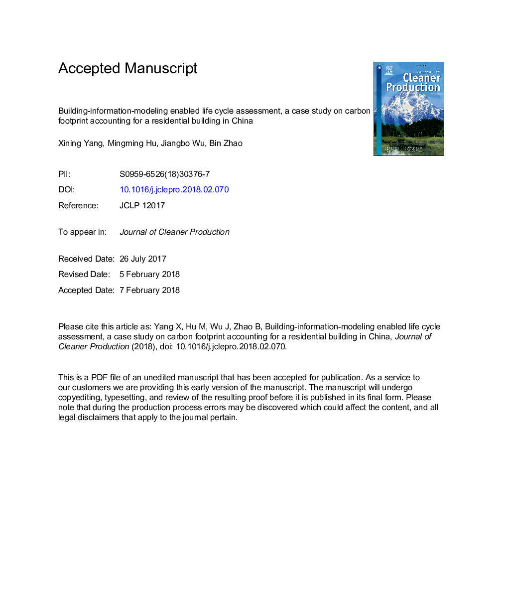 Building-information-modeling enabled life cycle assessment, a case study on carbon footprint accounting for a residential building in China