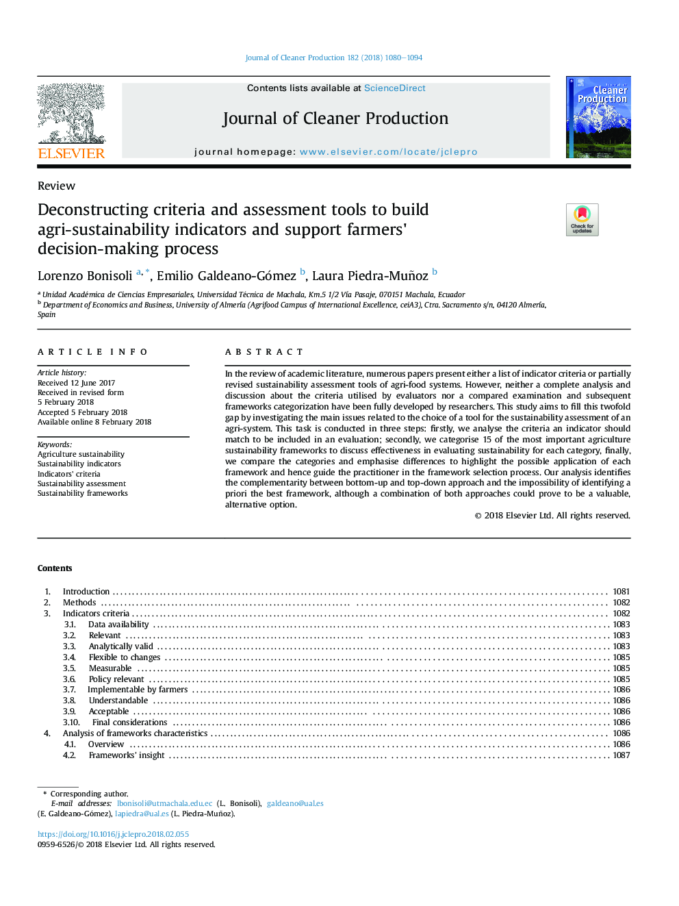 Deconstructing criteria and assessment tools to build agri-sustainability indicators and support farmers' decision-making process