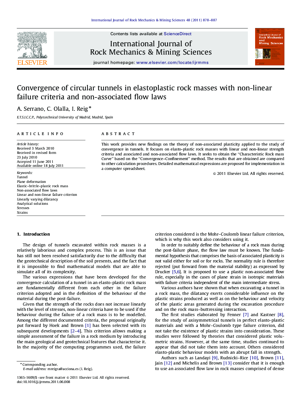 Convergence of circular tunnels in elastoplastic rock masses with non-linear failure criteria and non-associated flow laws