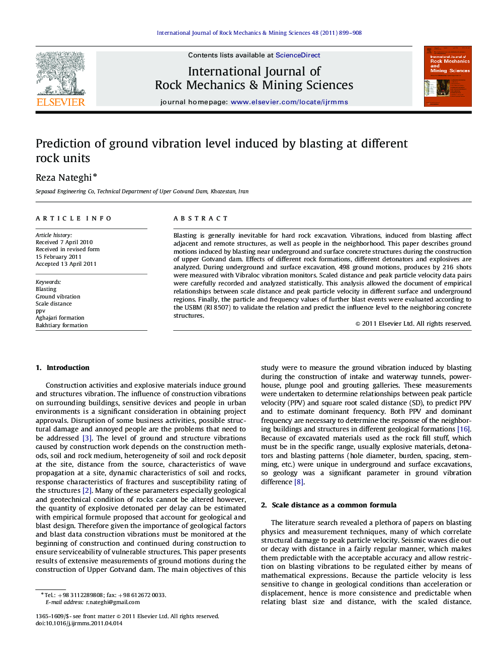 Prediction of ground vibration level induced by blasting at different rock units