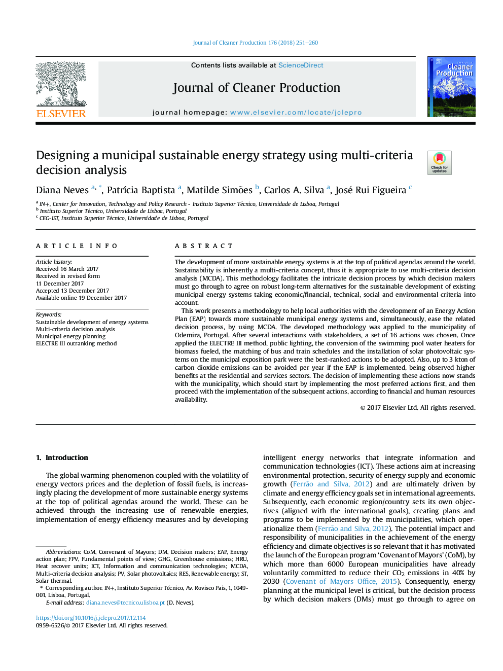 Designing a municipal sustainable energy strategy using multi-criteria decision analysis