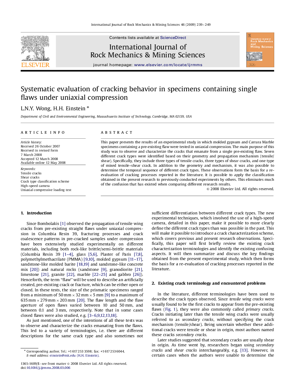 Systematic evaluation of cracking behavior in specimens containing single flaws under uniaxial compression