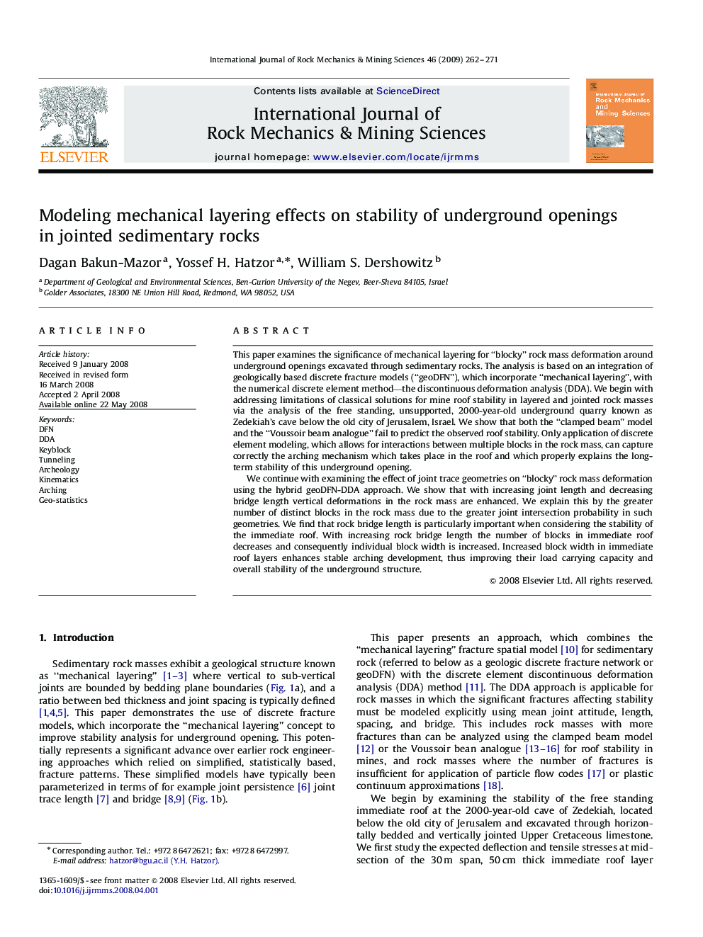 Modeling mechanical layering effects on stability of underground openings in jointed sedimentary rocks