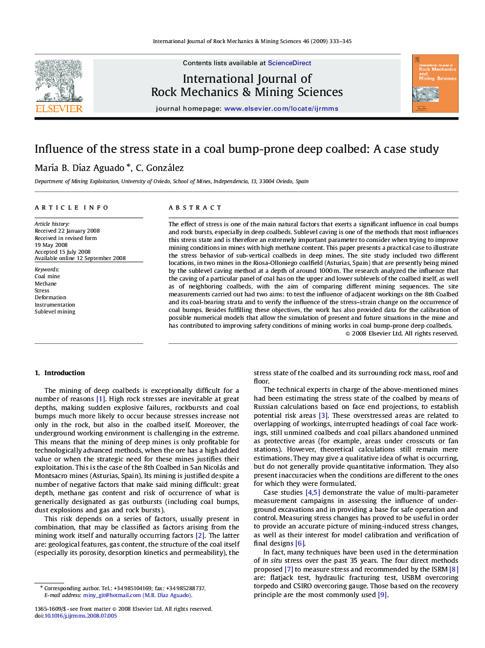 Influence of the stress state in a coal bump-prone deep coalbed: A case study