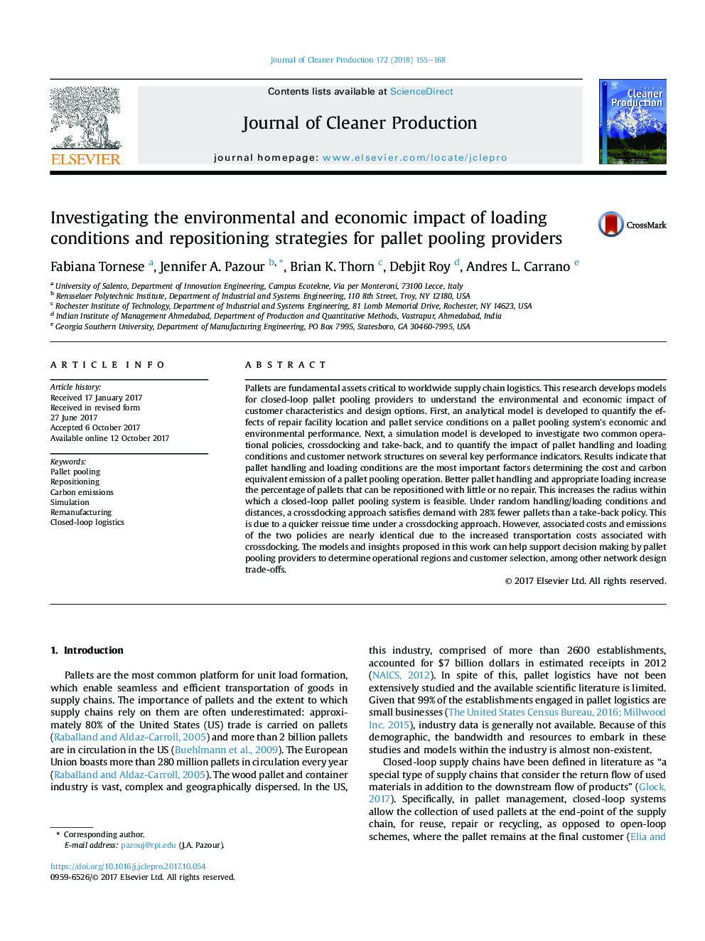 Investigating the environmental and economic impact of loading conditions and repositioning strategies for pallet pooling providers