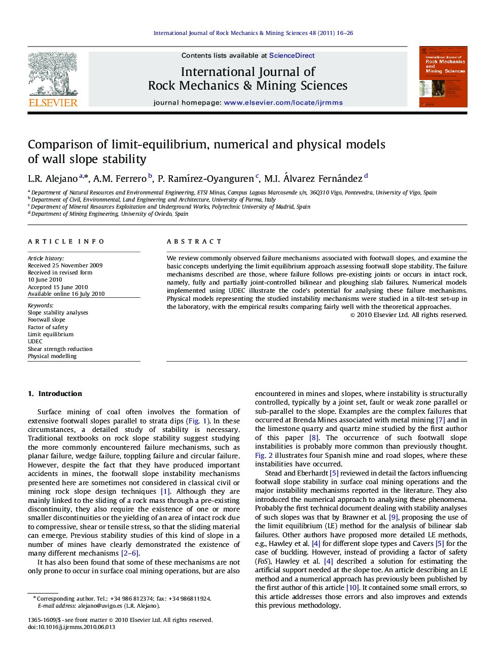 عکس صفحه اول مقاله: Comparison of limit-equilibrium, numerical and physical models of wall slope stability Comparison of limit-equilibrium, numerical and physical models of wall slope stability