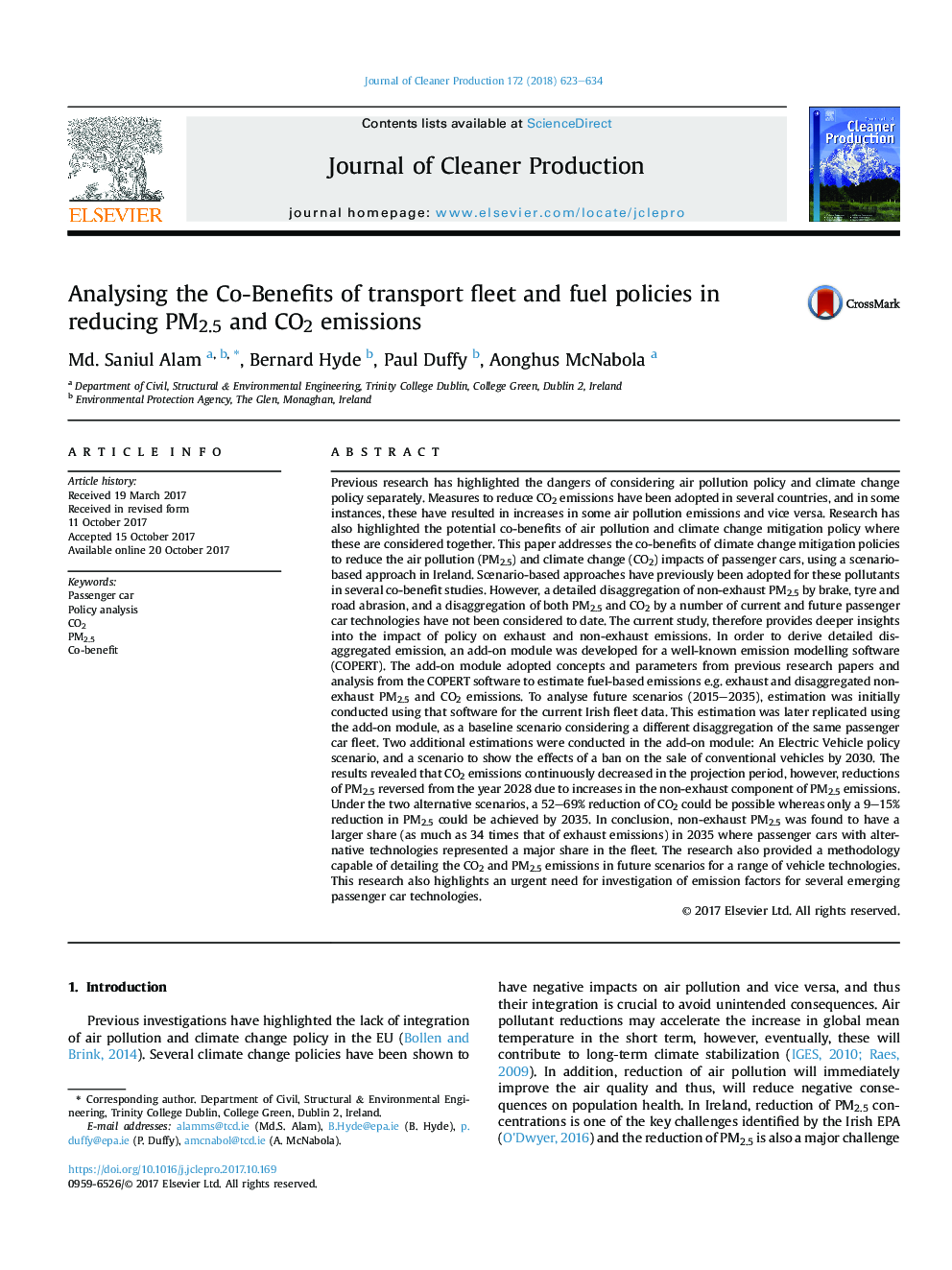 Analysing the Co-Benefits of transport fleet and fuel policies in reducing PM2.5 and CO2 emissions