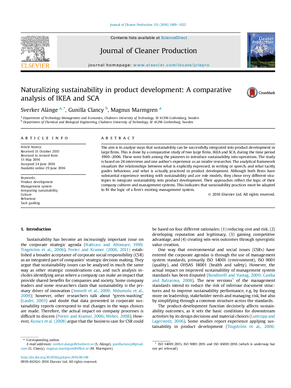 Naturalizing sustainability in product development: A comparative analysis of IKEA and SCA