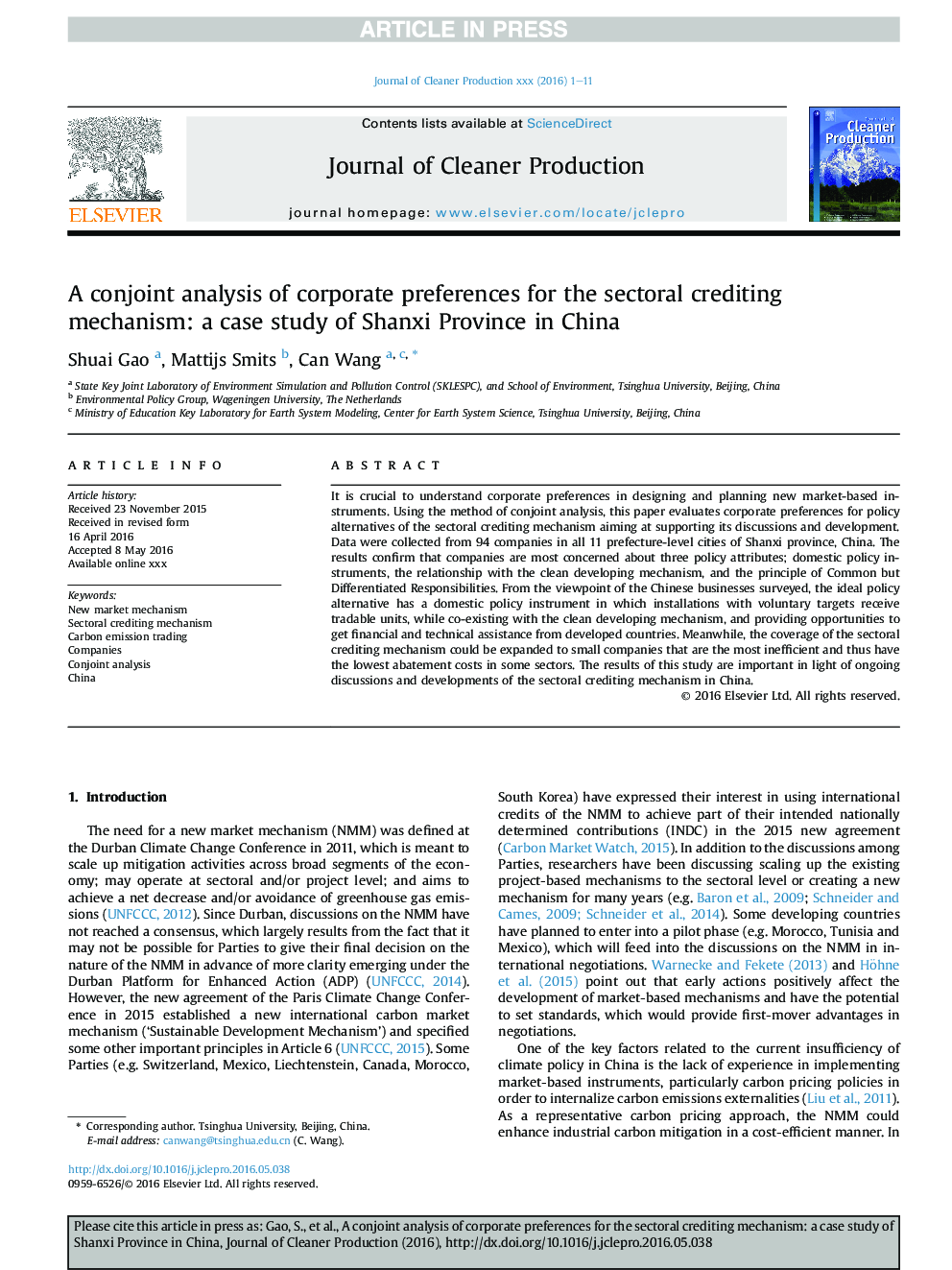 تجزیه و تحلیل مشترک از ترجیحات شرکت برای مکانیسم اعتباری بخش: یک مطالعه مورد از استان شانشی در چین است 
