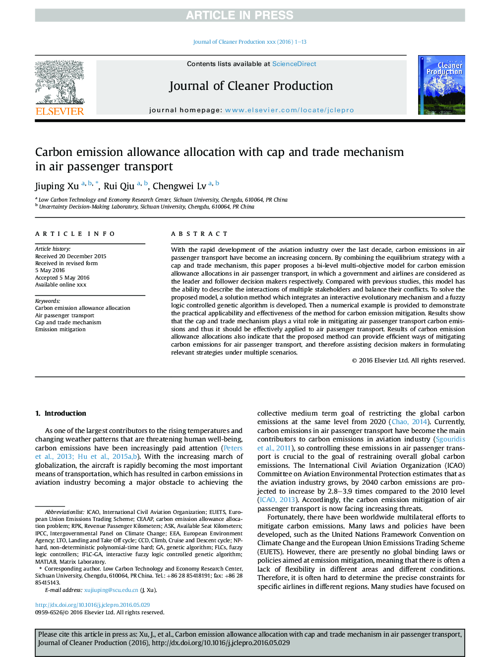 تخصیص سد کربن با استفاده از کلاه و مکانیسم تجارت در حمل و نقل هوایی مسافری 