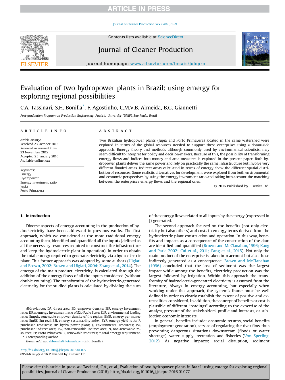 Evaluation of two hydropower plants in Brazil: using emergy for exploring regional possibilities