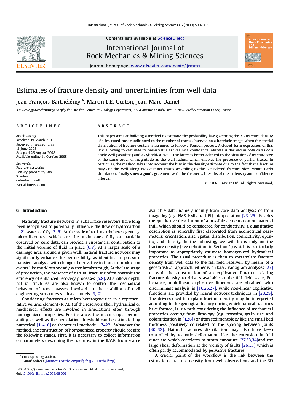 Estimates of fracture density and uncertainties from well data