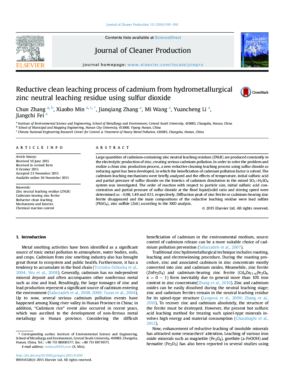 Reductive clean leaching process of cadmium from hydrometallurgical zinc neutral leaching residue using sulfur dioxide