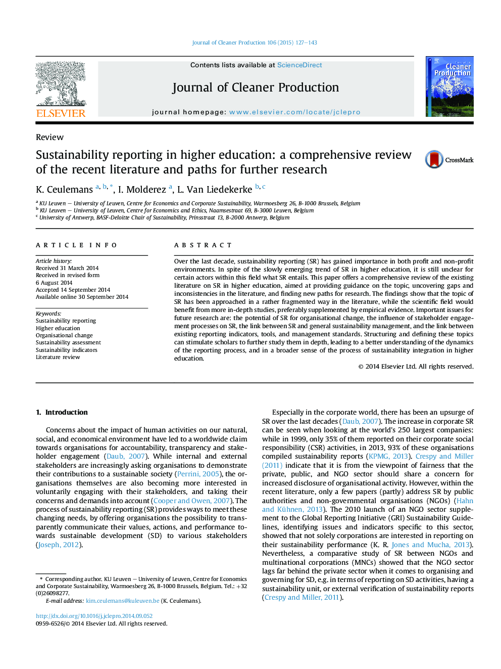 Sustainability reporting in higher education: a comprehensive review of the recent literature and paths for further research