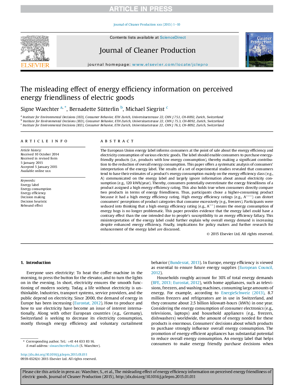 The misleading effect of energy efficiency information on perceived energy friendliness of electric goods