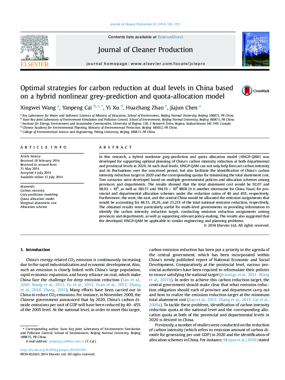 Optimal strategies for carbon reduction at dual levels in China based on a hybrid nonlinear grey-prediction and quota-allocation model