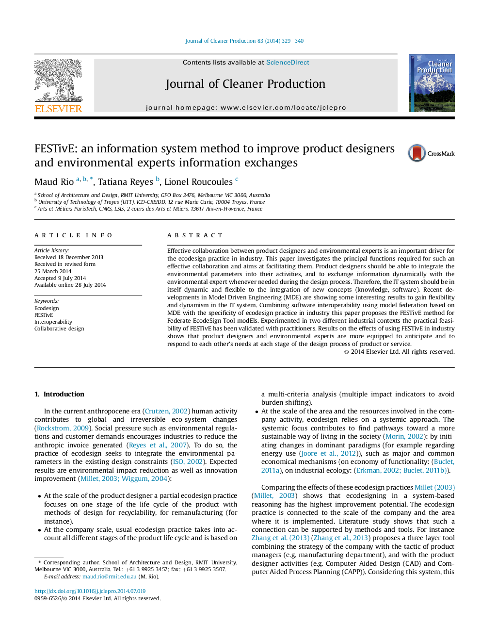 FESTivE: an information system method to improve product designers and environmental experts information exchanges